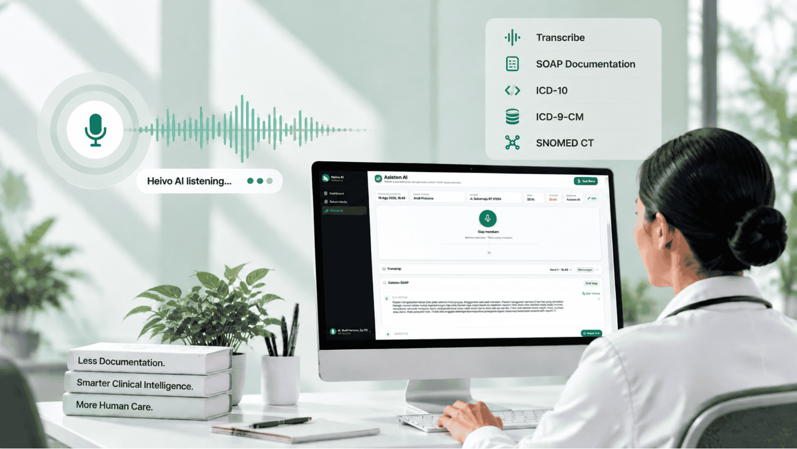 Heivo AI listening to a clinical conversation